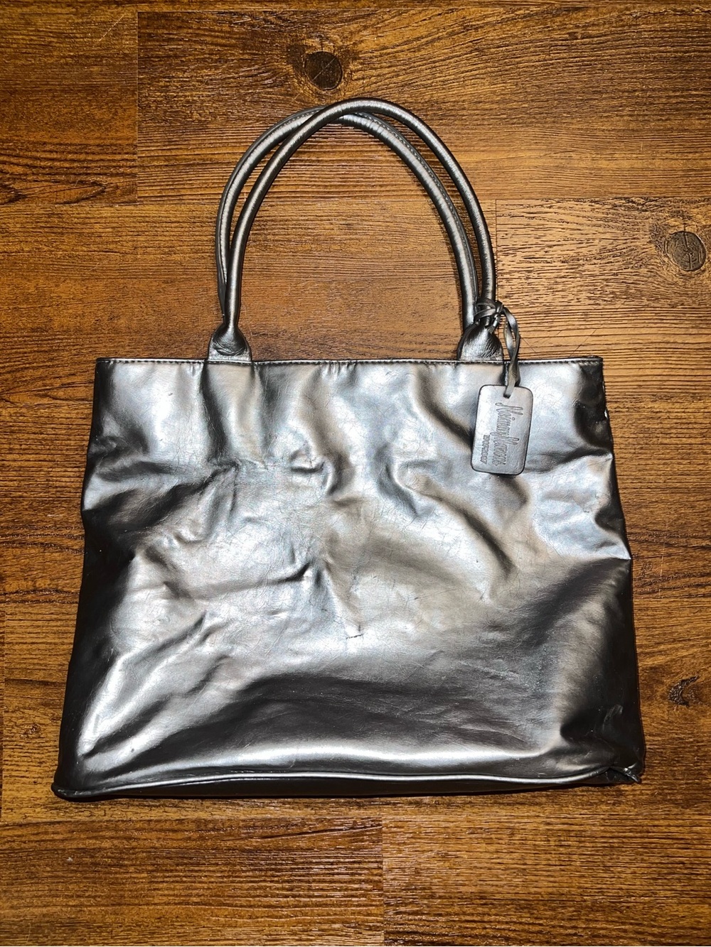 Neiman Marcus Limited Edition Centennial Silver Metallic Leather Tote Bag